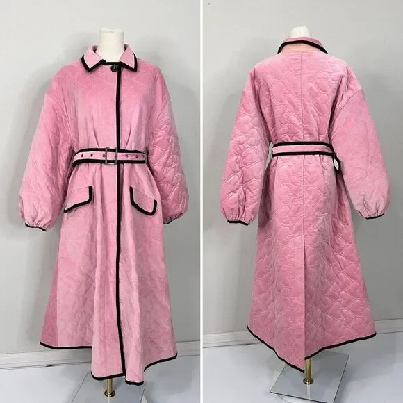 Hunter Bell Hightower Coat Pink Heart Quilted Velvet Factory Sample Sz 4 - Picture 5 of 16